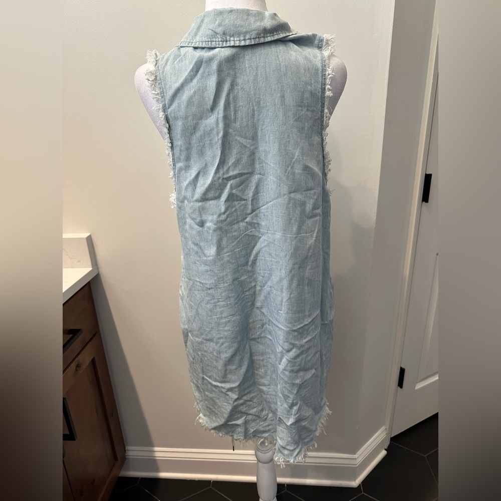 Show Me Your Mumu Vicki Mini denim Sleeveless Shirt Dress Small - Picture 6 of 10